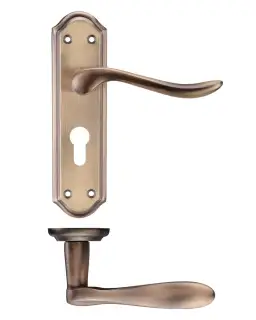 PR071EPFB - Zoo Hardware Project Lincoln Lever on Europrofile Lock Backplate (180mm x 48mm) Florentine Bronze