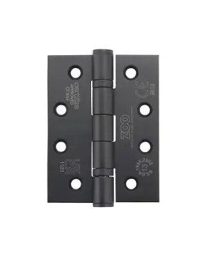 Click Here To Enlarge This Photo Of ZHSS243-MB - Zoo Hardware Grade 13 CE Fire Rated Ball Bearing Hinges (Square) 102 x 76 x 3mm Matt Black