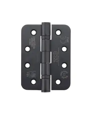 Click Here To Enlarge This Photo Of ZHSS243R-MB - Zoo Hardware Grade 13 CE Fire Rated Ball Bearing Hinges (Radius) 102 x 76 x 3mm Matt Black