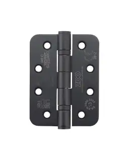 ZHSS243R-MB - Zoo Hardware Grade 13 CE Fire Rated Ball Bearing Hinges (Radius) 102 x 76 x 3mm Matt Black