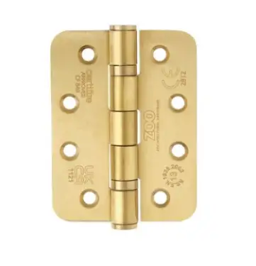 Click Here To Enlarge This Photo Of ZHSS243R-PVDSB - Zoo Hardware Grade 13 CE Fire Rated Ball Bearing Hinges (Radius) 102 x 76 x 3mm PVD Satin Brass