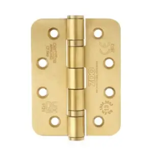 ZHSS243R-PVDSB - Zoo Hardware Grade 13 CE Fire Rated Ball Bearing Hinges (Radius) 102 x 76 x 3mm PVD Satin Brass