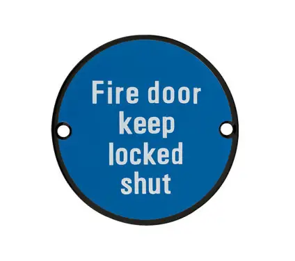 Click Here To Enlarge This Photo Of ZSS13-PCB - Zoo Hardware 76mm 'Fire Door Keep Locked Shut' Signage - Powder Coated Black
