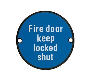 ZSS13-PCB - Zoo Hardware 76mm 'Fire Door Keep Locked Shut' Signage - Powder Coated Black