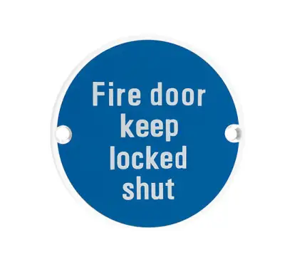 Click Here To Enlarge This Photo Of ZSS13-PCW - Zoo Hardware 76mm 'Fire Door Keep Locked Shut' Signage - Powder Coated White
