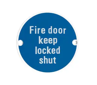 ZSS13-PCW - Zoo Hardware 76mm 'Fire Door Keep Locked Shut' Signage - Powder Coated White