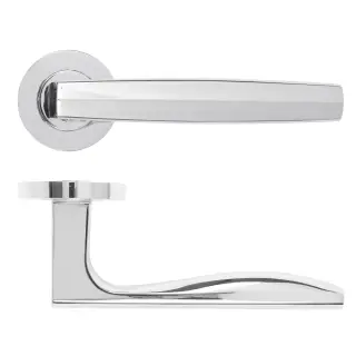 RM140CP - Zoo Hardware Rosso Maniglie 'Apennine' Lever on Round Rose - Polished Chrome Finish