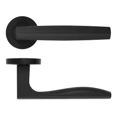 Click Here To Enlarge This Photo Of RM140OMB - Zoo Hardware Rosso Maniglie 'Apennine' Lever on Round Rose - Oscuro Matt Black Finish