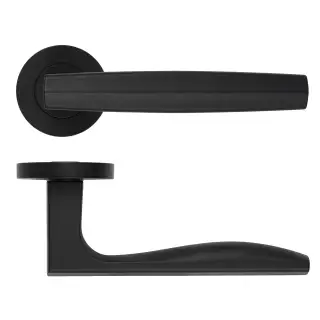 RM140OMB - Zoo Hardware Rosso Maniglie 'Apennine' Lever on Round Rose - Oscuro Matt Black Finish