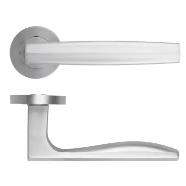 Click Here To Enlarge This Photo Of RM140SC - Zoo Hardware Rosso Maniglie 'Apennine' Lever on Round Rose - Satin Chrome Finish