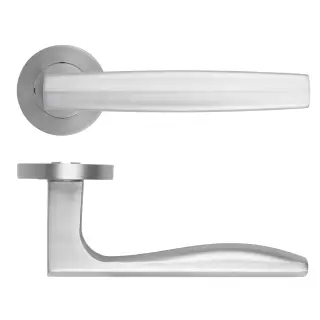 RM140SC - Zoo Hardware Rosso Maniglie 'Apennine' Lever on Round Rose - Satin Chrome Finish