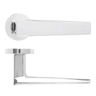 RM150CP - Zoo Hardware Rosso Maniglie 'Veloce' Lever on Round Rose - Polished Chrome Finish