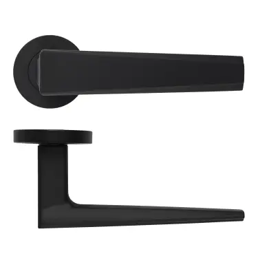 Click Here To Enlarge This Photo Of RM150OMB - Zoo Hardware Rosso Maniglie 'Veloce' Lever on Round Rose - Oscuro Matt Black Finish