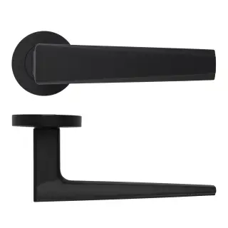 RM150OMB - Zoo Hardware Rosso Maniglie 'Veloce' Lever on Round Rose - Oscuro Matt Black Finish