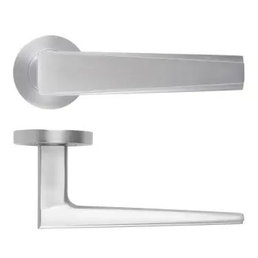 Click Here To Enlarge This Photo Of RM150SC - Zoo Hardware Rosso Maniglie 'Veloce' Lever on Round Rose - Satin Chrome Finish