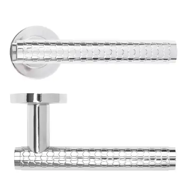 Click Here To Enlarge This Photo Of RM170CP - Zoo Hardware Rosso Maniglie 'Favo' Lever on Round Rose - Polished Chrome Finish