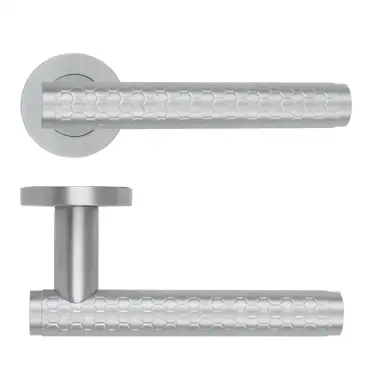Click Here To Enlarge This Photo Of RM170SC - Zoo Hardware Rosso Maniglie 'Favo' Lever on Round Rose - Satin Chrome Finish