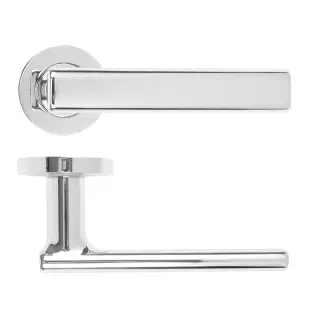 RM180CP - Zoo Hardware Rosso Maniglie 'Frigo' Lever on Round Rose - Polished Chrome Finish
