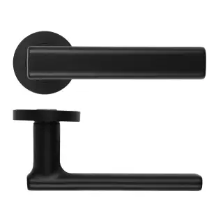 RM180OMB - Zoo Hardware Rosso Maniglie 'Frigo' Lever on Round Rose - Oscuro Matt Black Finish