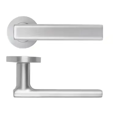 Click Here To Enlarge This Photo Of RM180SC - Zoo Hardware Rosso Maniglie 'Frigo' Lever on Round Rose - Satin Chrome Finish