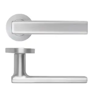 RM180SC - Zoo Hardware Rosso Maniglie 'Frigo' Lever on Round Rose - Satin Chrome Finish