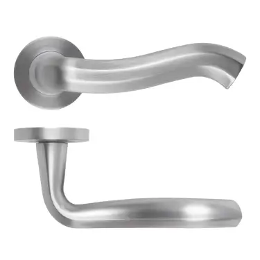 Click Here To Enlarge This Photo Of RM190SC - Zoo Hardware Rosso Maniglie 'Rococo' Lever on Round Rose - Satin Chrome Finish