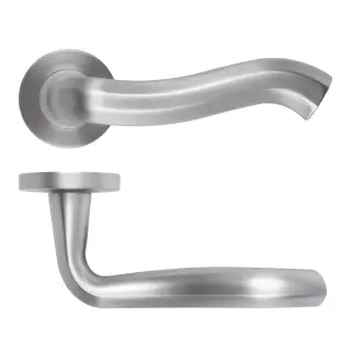 RM190SC - Zoo Hardware Rosso Maniglie 'Rococo' Lever on Round Rose - Satin Chrome Finish