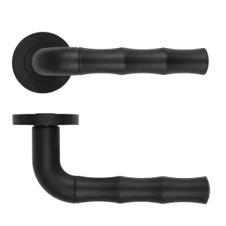 RM200OMB - Zoo Hardware Rosso Maniglie 'Vasco' Lever on Round Rose - Oscuro Matt Black Finish