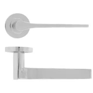 RM210CP - Zoo Hardware Rosso Maniglie 'Gio' Lever on Round Rose - Polished Chrome Finish