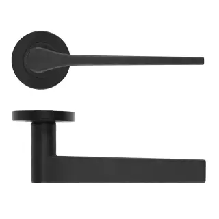 RM210OMB - Zoo Hardware Rosso Maniglie 'Gio' Lever on Round Rose - Oscuro Matt Black Finish