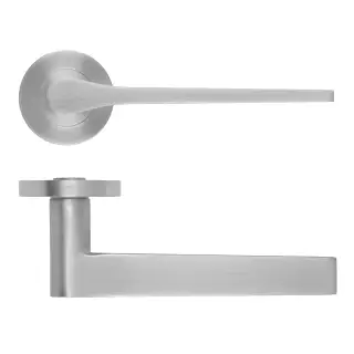RM210SC - Zoo Hardware Rosso Maniglie 'Gio' Lever on Round Rose - Satin Chrome Finish