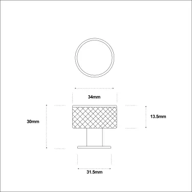 Click Here To Enlarge This Photo Of Eclipse 95604 34mm Knurled Cupboard Knob - Satin Brass