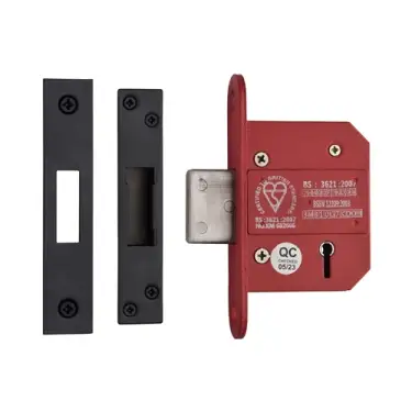 Click Here To Enlarge This Photo Of YKDLBS52N-BLK - M.Marcus York British Standard 5 Lever Deadlock 64mm (45mm backset)  - Matt Black Finish