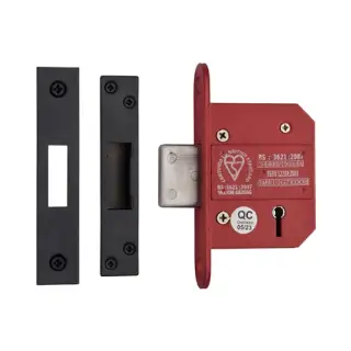 YKDLBS52N-BLK - M.Marcus York British Standard 5 Lever Deadlock 64mm (45mm backset)  - Matt Black Finish