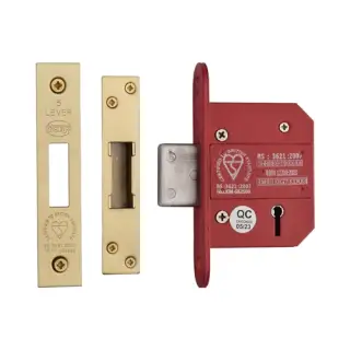 YKDLBS52N-SB - M.Marcus York British Standard 5 Lever Deadlock 64mm (45mm backset)  - Satin Brass Finish