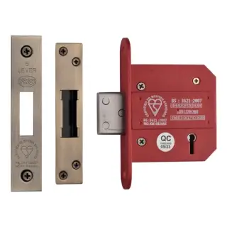 YKDLBS53N-AT - M.Marcus York British Standard 5 Lever Deadlock 76mm (57mm backset)  - Antique Brass Finish