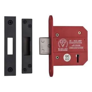 YKDLBS53N-BLK - M.Marcus York British Standard 5 Lever Deadlock 76mm (57mm backset)  - Matt Black Finish