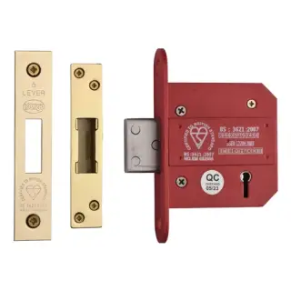 YKDLBS53N-PB - M.Marcus York British Standard 5 Lever Deadlock 76mm (57mm backset)  - Polished Brass Finish