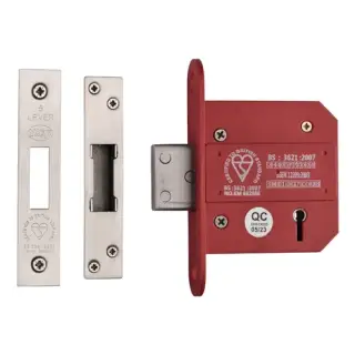 YKDLBS53N-SN&SC - M.Marcus York British Standard 5 Lever Deadlock 76mm (57mm backset) - Satin Chrome Finish