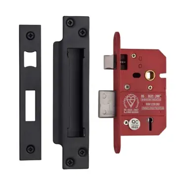 Click Here To Enlarge This Photo Of YKSLBS52N-BLK - M.Marcus York British Standard 5 Lever Sashlock 64mm (45mm backset)  - Matt Black Finish