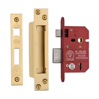 YKSLBS52N-SB - M.Marcus York British Standard 5 Lever Sashlock 64mm (45mm backset)  - Satin Brass Finish