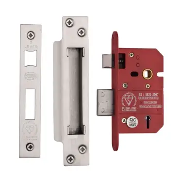 Click Here To Enlarge This Photo Of YKSLBS52N-SN&SC - M.Marcus York British Standard 5 Lever Sashlock 64mm (45mm backset) - Satin Chrome Finish