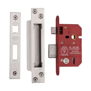 YKSLBS52N-SN&SC - M.Marcus York British Standard 5 Lever Sashlock 64mm (45mm backset) - Satin Chrome Finish