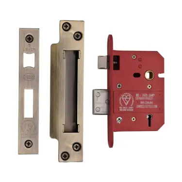 Click Here To Enlarge This Photo Of YKSLBS53N-AT - M.Marcus York British Standard 5 Lever Sashlock 76mm (57mm backset)  - Antique Brass Finish