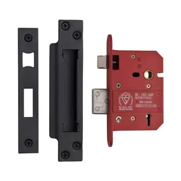 Click Here To Enlarge This Photo Of YKSLBS53N-BLK - M.Marcus York British Standard 5 Lever Sashlock 76mm (57mm backset)  - Matt Black Finish