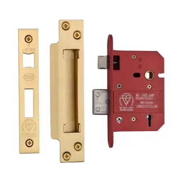 Click Here To Enlarge This Photo Of YKSLBS53N-SB - M.Marcus York British Standard 5 Lever Sashlock 76mm (57mm backset)  - Satin Brass Finish