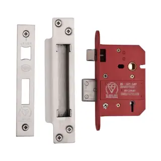 YKSLBS53N-SN&SC - M.Marcus York British Standard 5 Lever Sashlock 76mm (57mm backset) - Satin Chrome Finish