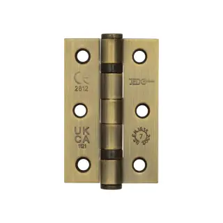 J8502AB Frelan Hardware Jedo Grade 7 Steel Ball Bearing Hinges 76mm x 50mm x 2mm Antique Brass