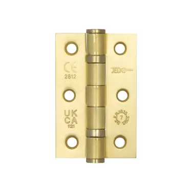 Click Here To Enlarge This Photo Of J8502SB Frelan Hardware Jedo Grade 7 Steel Ball Bearing Hinges 76mm x 50mm x 2mm Satin Brass