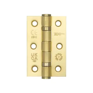 J8502SB Frelan Hardware Jedo Grade 7 Steel Ball Bearing Hinges 76mm x 50mm x 2mm Satin Brass